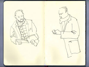 Sketchbook drawing of two men